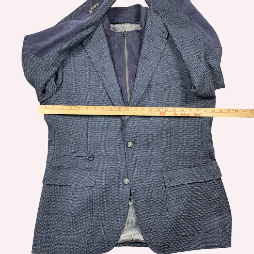 Robert Graham Downhill Sport Coat Mens 44 Wool Cashmere Zip Bib Suede Patch